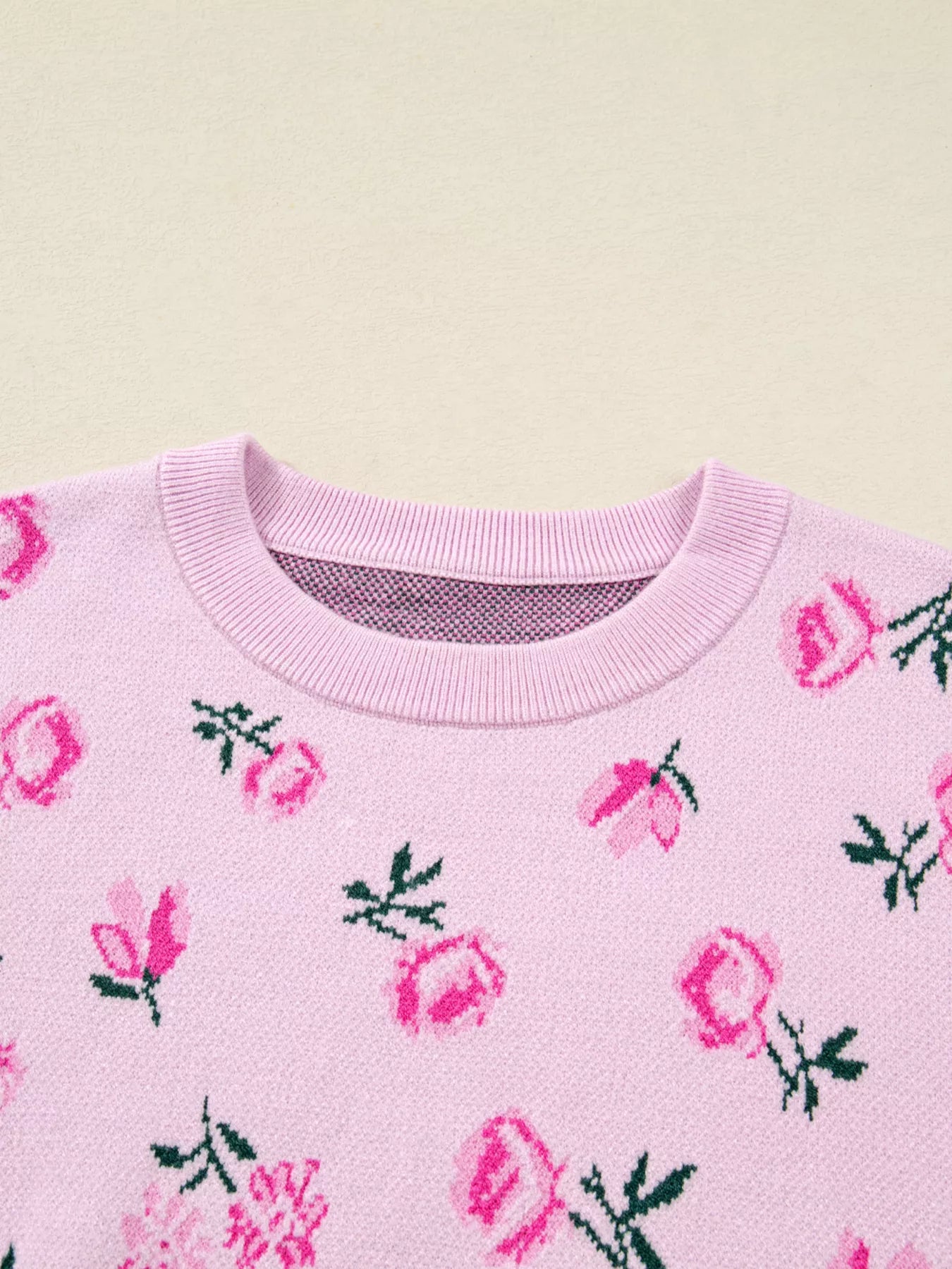 Floral Drop Shoulder Cropped Sweater OutfitFlow