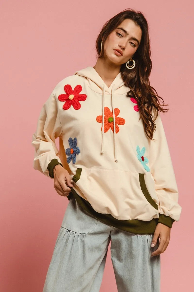 BiBi Patched Hoodie Top OutfitFlow