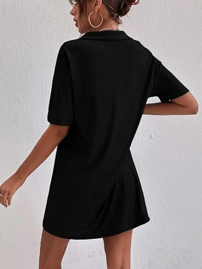Johnny Collar Short Sleeve Polo Dress OutfitFlow