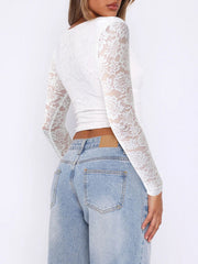 Outfit Flow - Devine V-Neck Long Sleeve Lace Top