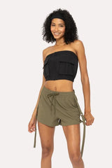 MONO B Cargochic Ribstop Tube Top BLACK OutfitFlow