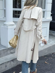 Double-Breasted Belted Trench Coat Trendsi