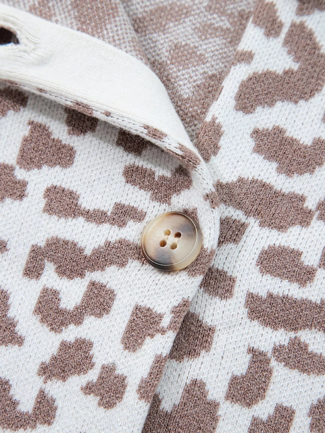 Leopard Drop Shoulder Chunky Knitted Cardigan OutfitFlow