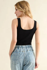 And The Why Ribbed Square Neck Bodysuit OutfitFlow