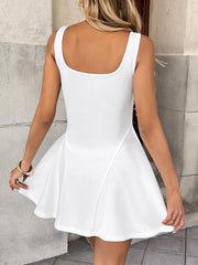 Square Neck Sleeveless A-Line Mini Dress OutfitFlow
