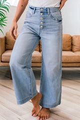 Wide Leg Button Fly Jeans OutfitFlow