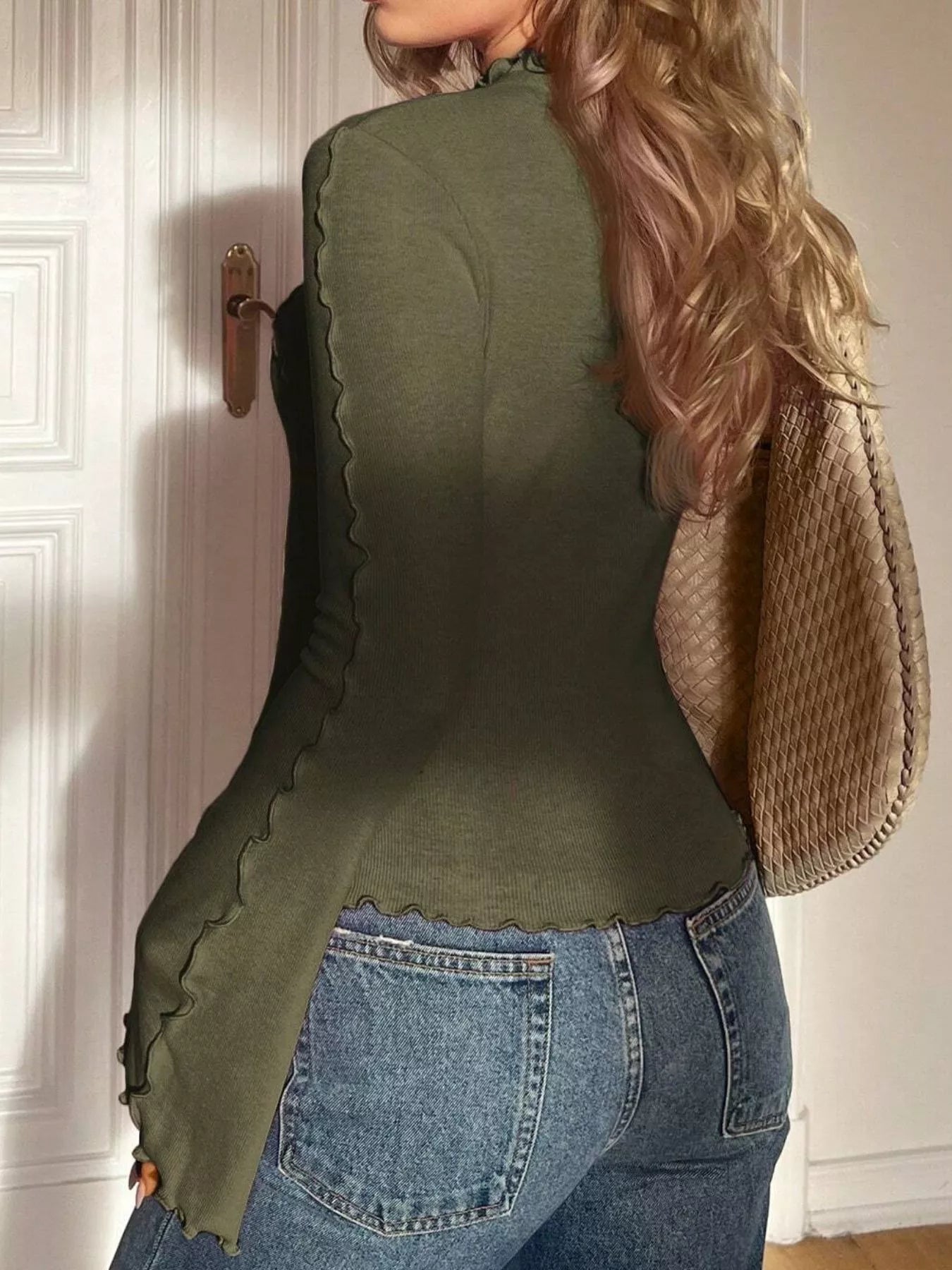 Lettuce Edge Flare Sleeve Top OutfitFlow