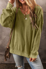 Outfit Flow - Textured Round Neck Long Sleeve Sweatshirt