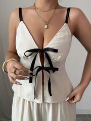 Tie Front Cami and Pants Set OutfitFlow