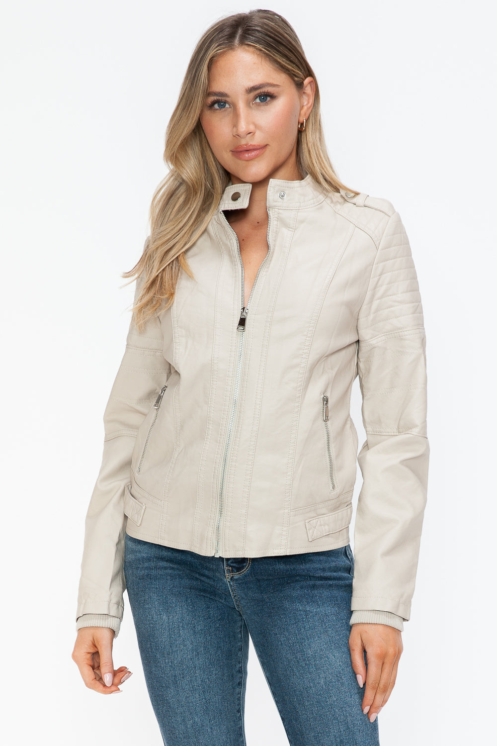 Outfit Flow - Snobbish PU Leather Biker Jacket with Side Zip Pockets