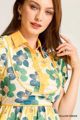 Umgee Floral Print Puff Sleeve Cropped Blouse OutfitFlow