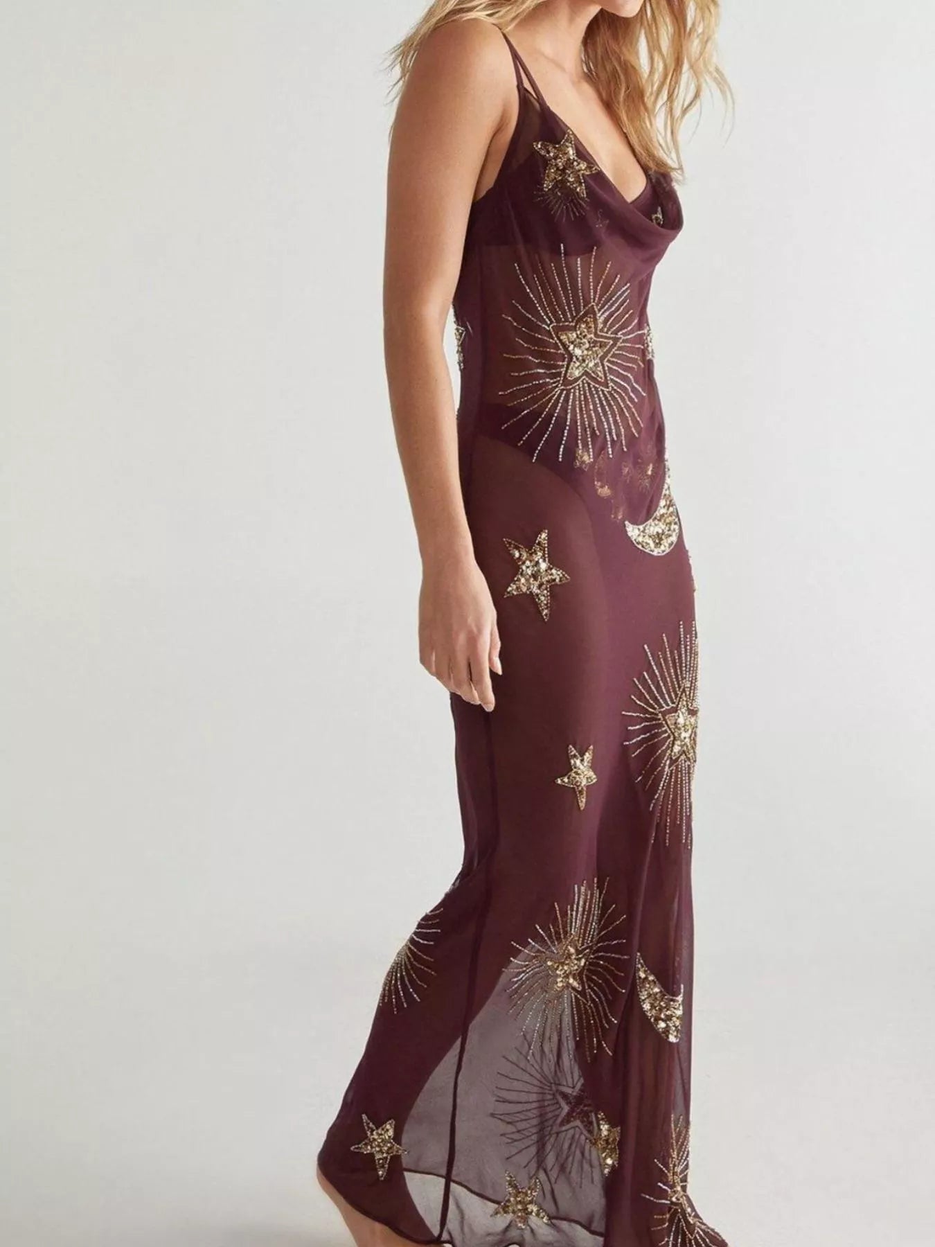 Cowl Neck Maxi Cami Dress OutfitFlow