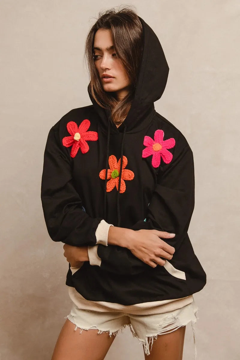 BiBi Patched Hoodie Top OutfitFlow