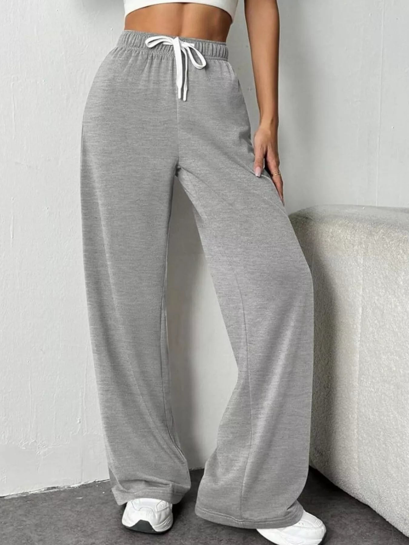 Drawstring Wide Leg Pants OutfitFlow