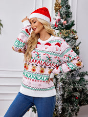 Outfit Flow - Christmas Element Round Neck Long Sleeve Sweater