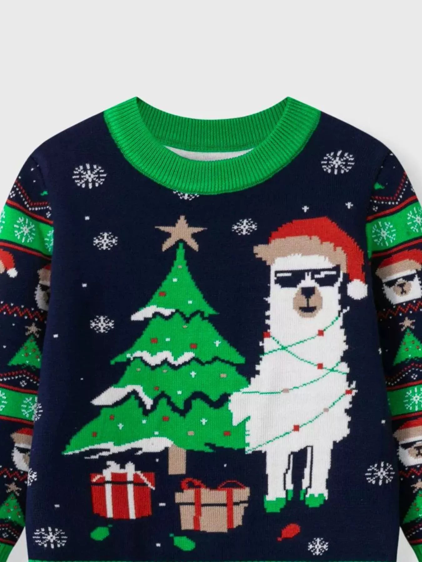Children's Christmas Tree Round Neck Sweater OutfitFlow