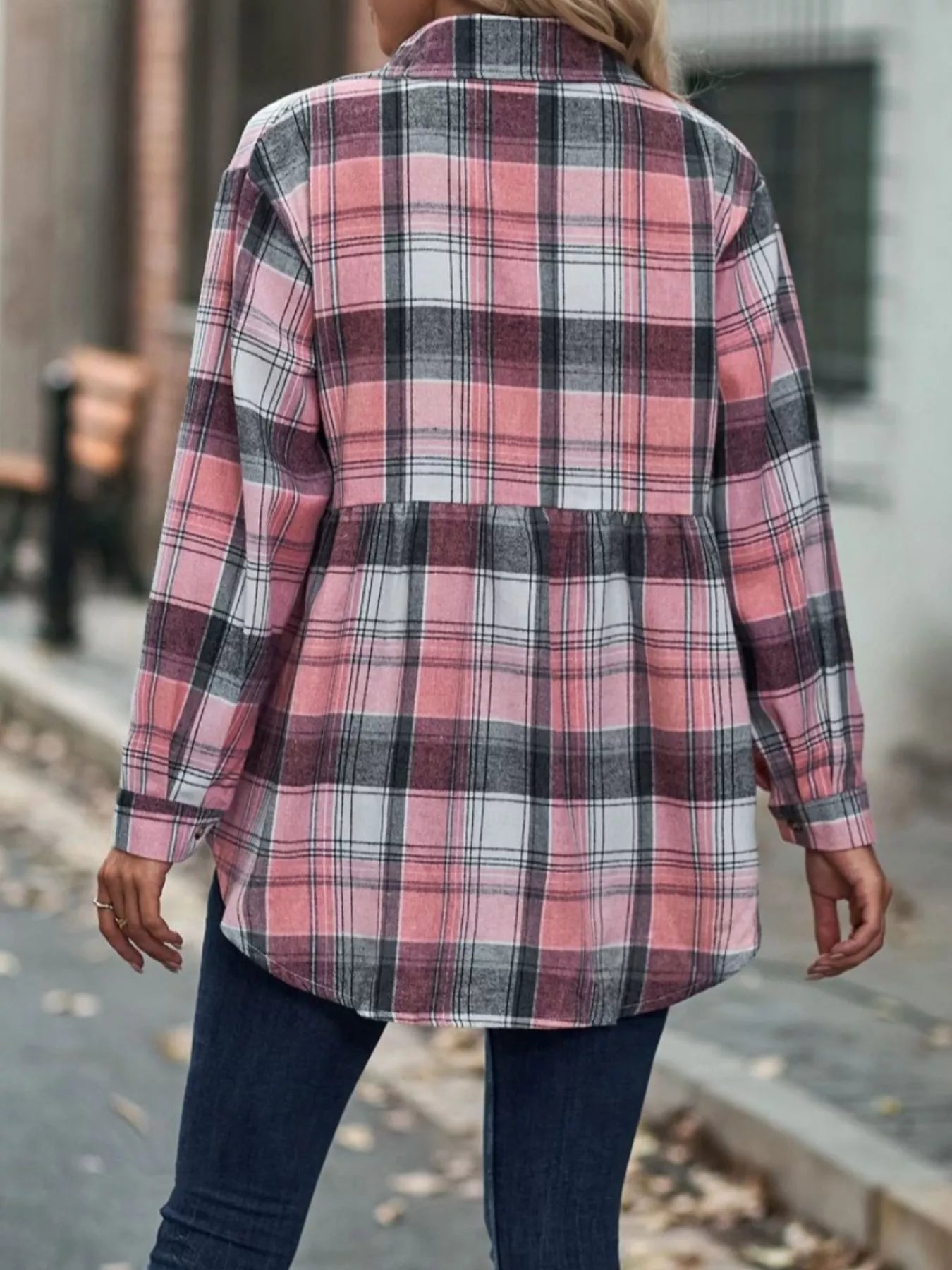 Plaid Button-Down Long Sleeve Shirt OutfitFlow