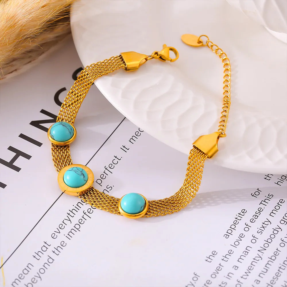 Turquoise Titanium Steel Bracelet OutfitFlow