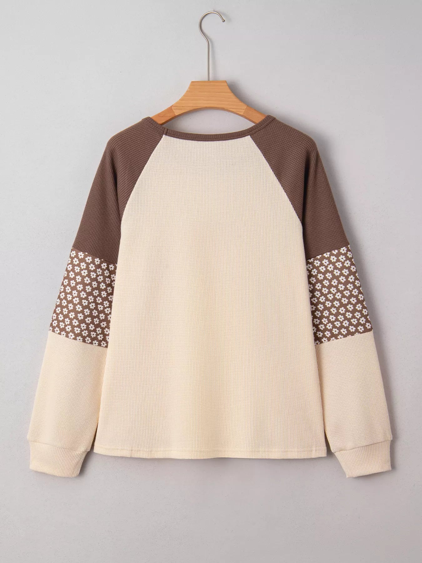 Floral Print Patchwork Color Block Long Sleeve Top Trendsi