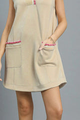 Umgee Frill Contrast Trim Sleeveless Mini Dress OutfitFlow