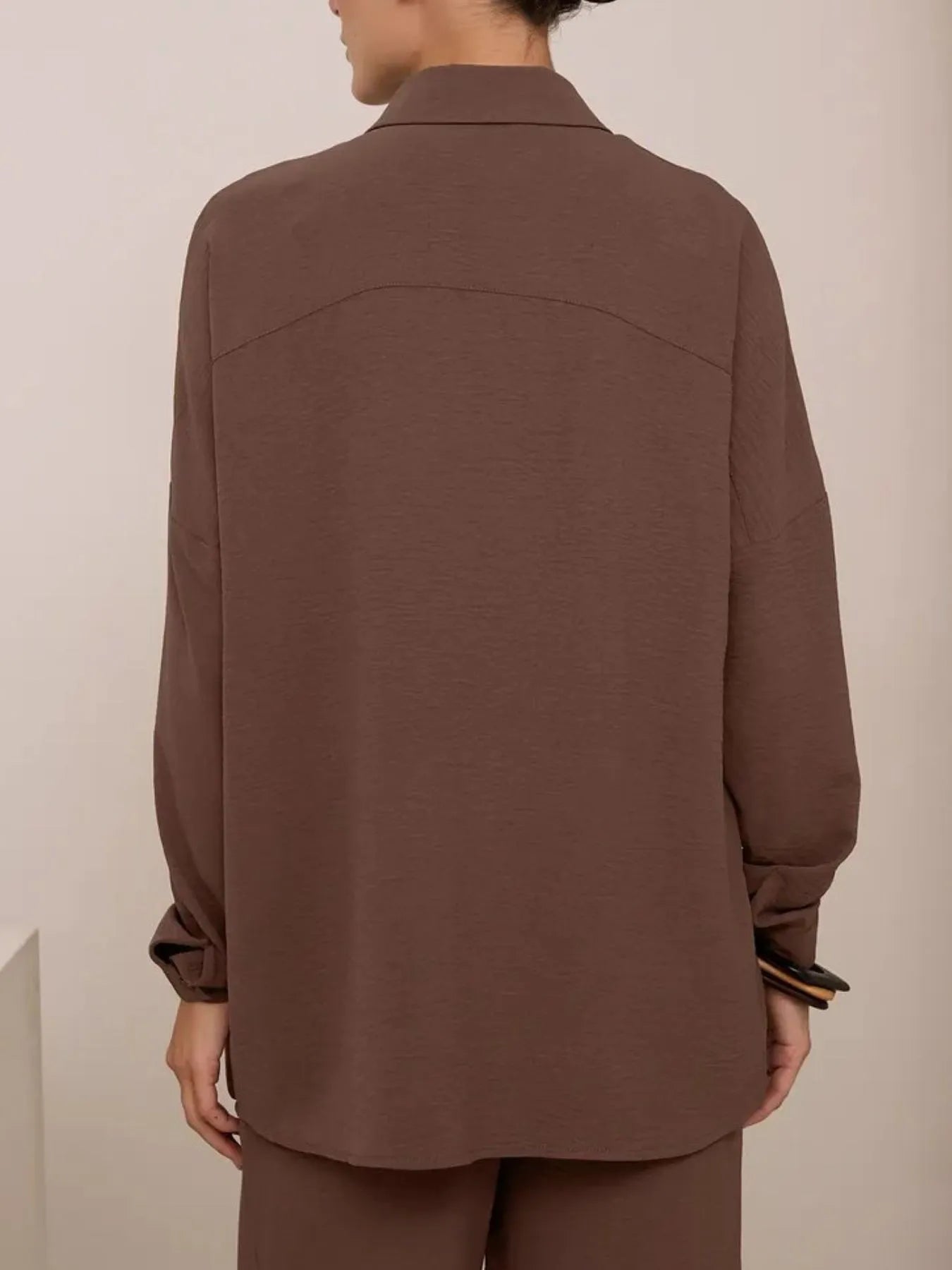 Button Up Long Sleeve Shirt and Pants Set OutfitFlow