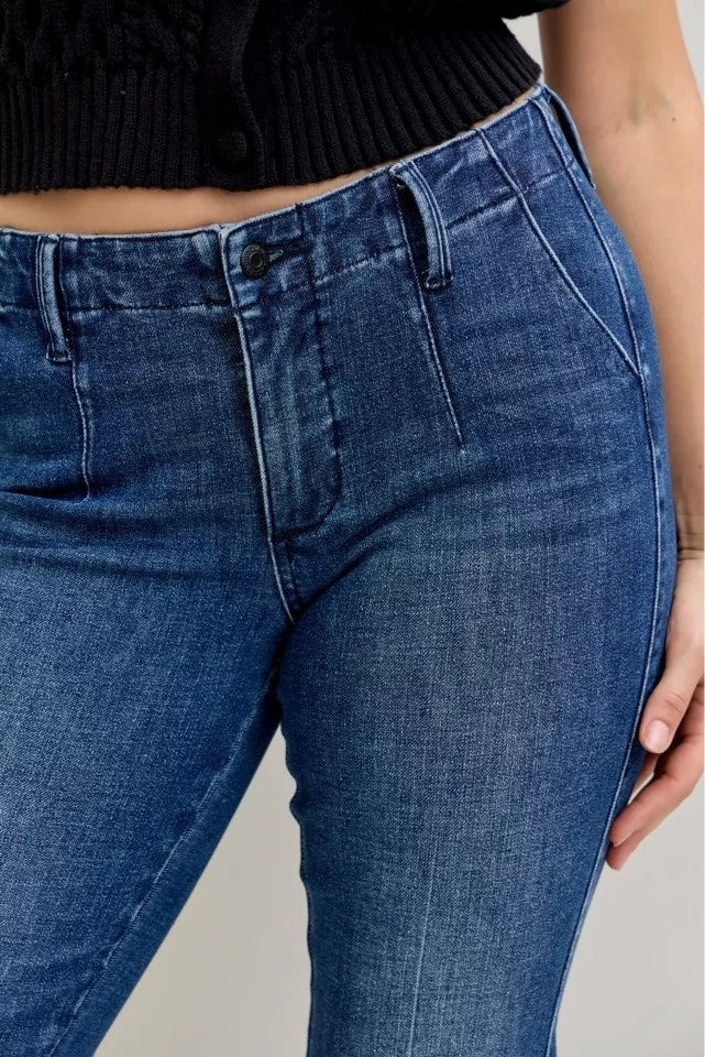 Judy Blue Full Size Mid Rise Bootcut Jeans with Welt Pockets Plus Size OutfitFlow