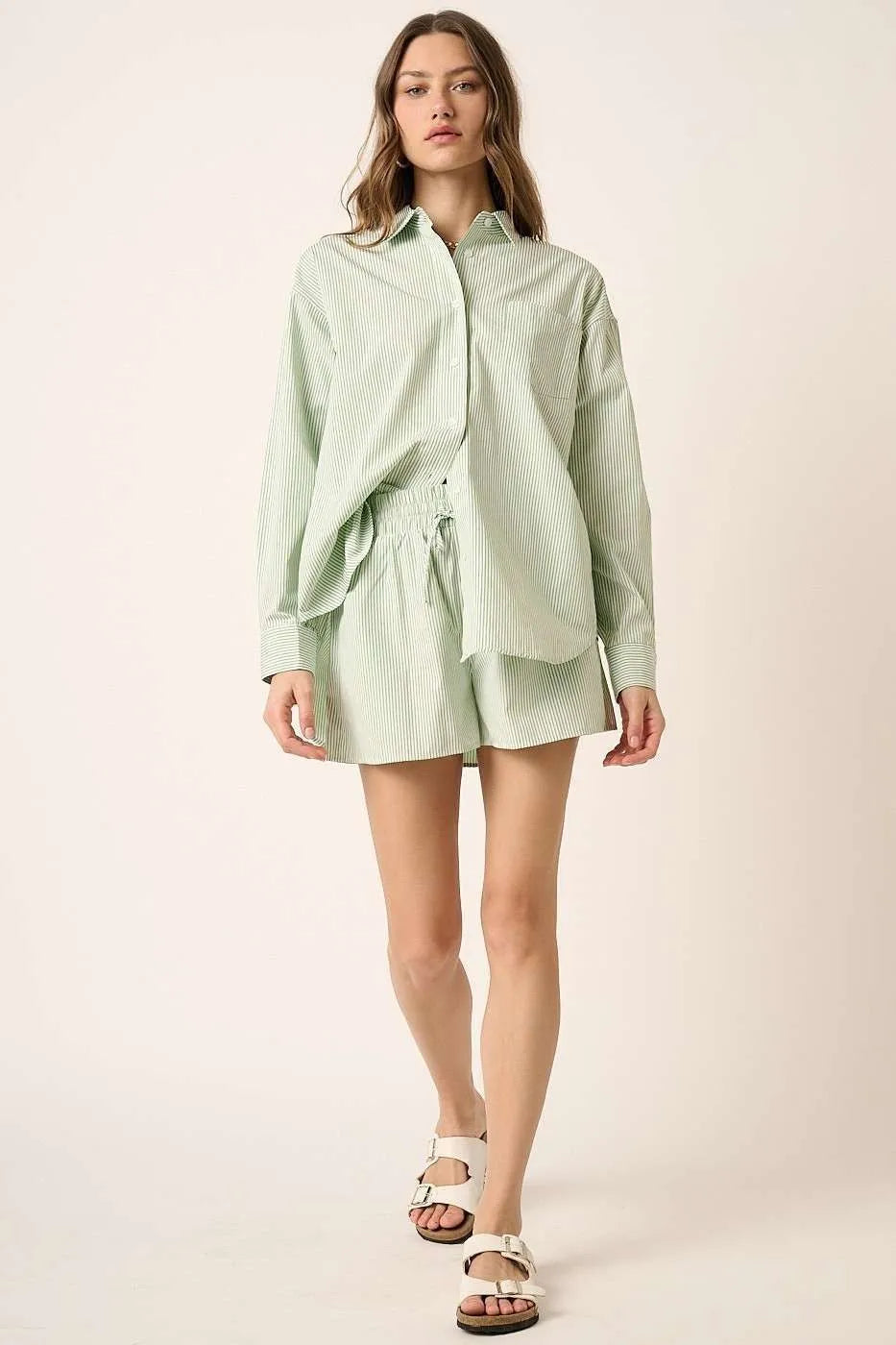 Mittoshop Striped Shirt and Shorts Set OutfitFlow