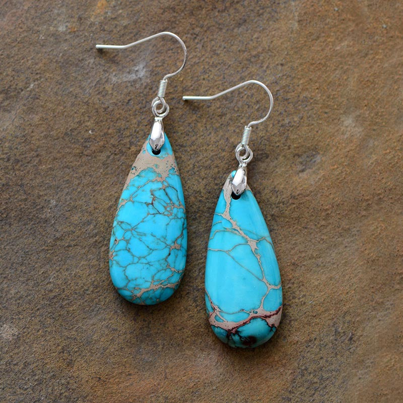 Natural Stone Copper Teardrop Earrings OutfitFlow