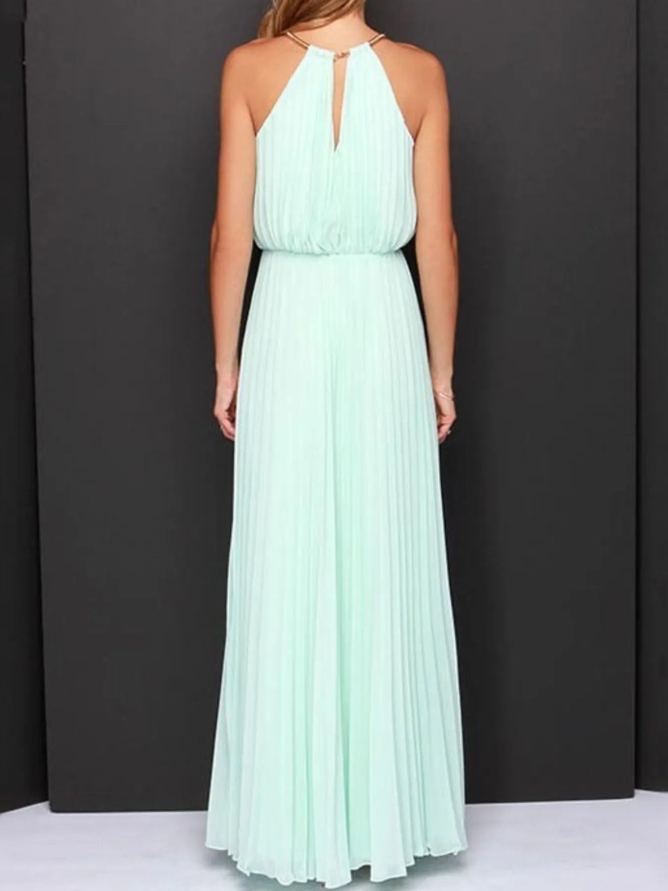 Pleated Sleeveless Maxi Tank Dress OutfitFlow