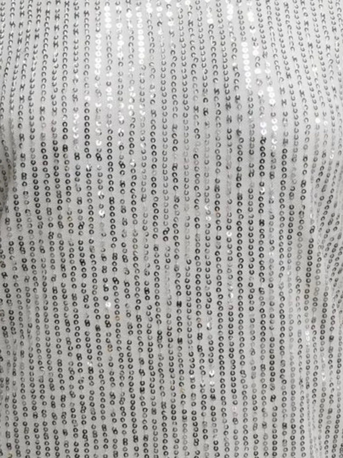 V-Neck Sequin Cap Sleeve Top OutfitFlow