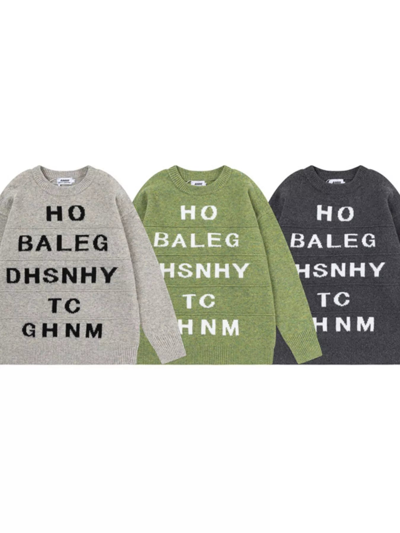 Men's Letter Ribbed Hem Round Neck Sweater OutfitFlow