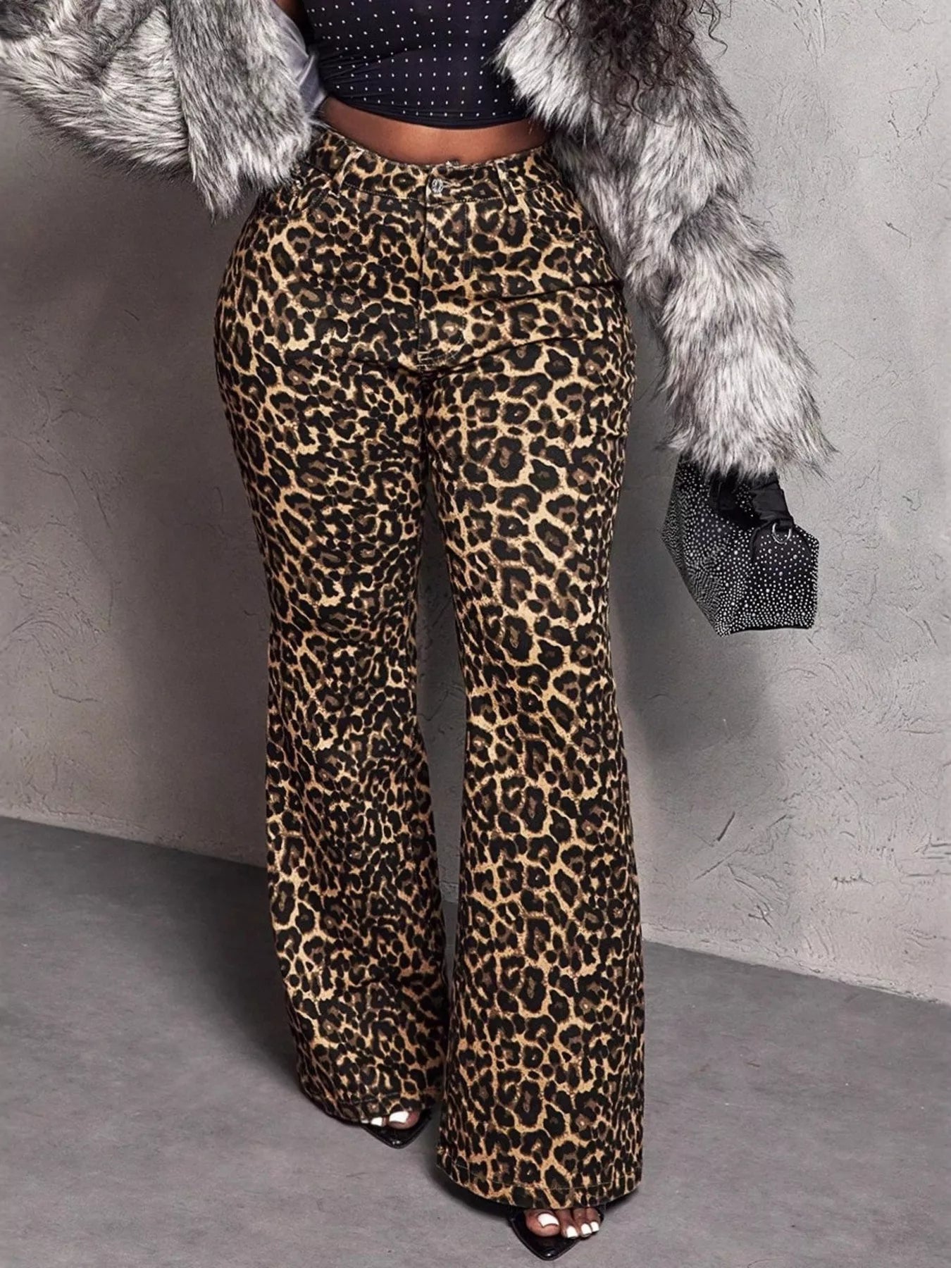 Leopard Wide Leg Pants Brown OutfitFlow