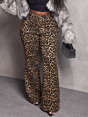 Leopard Wide Leg Pants Brown OutfitFlow