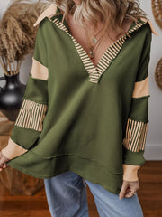 Striped Color Block Long Sleeve Sweatshirt OutfitFlow