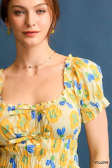 Umgee Floral Smocked Peplum Blouse OutfitFlow