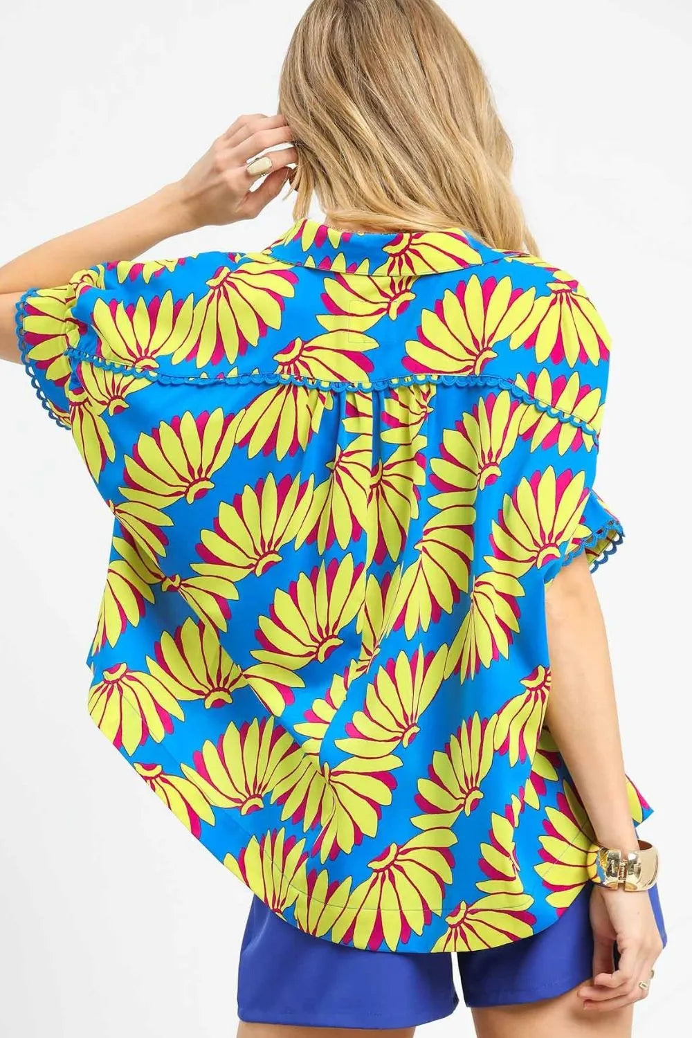 Umgee Printed Button-Up Relaxed Shirt OutfitFlow