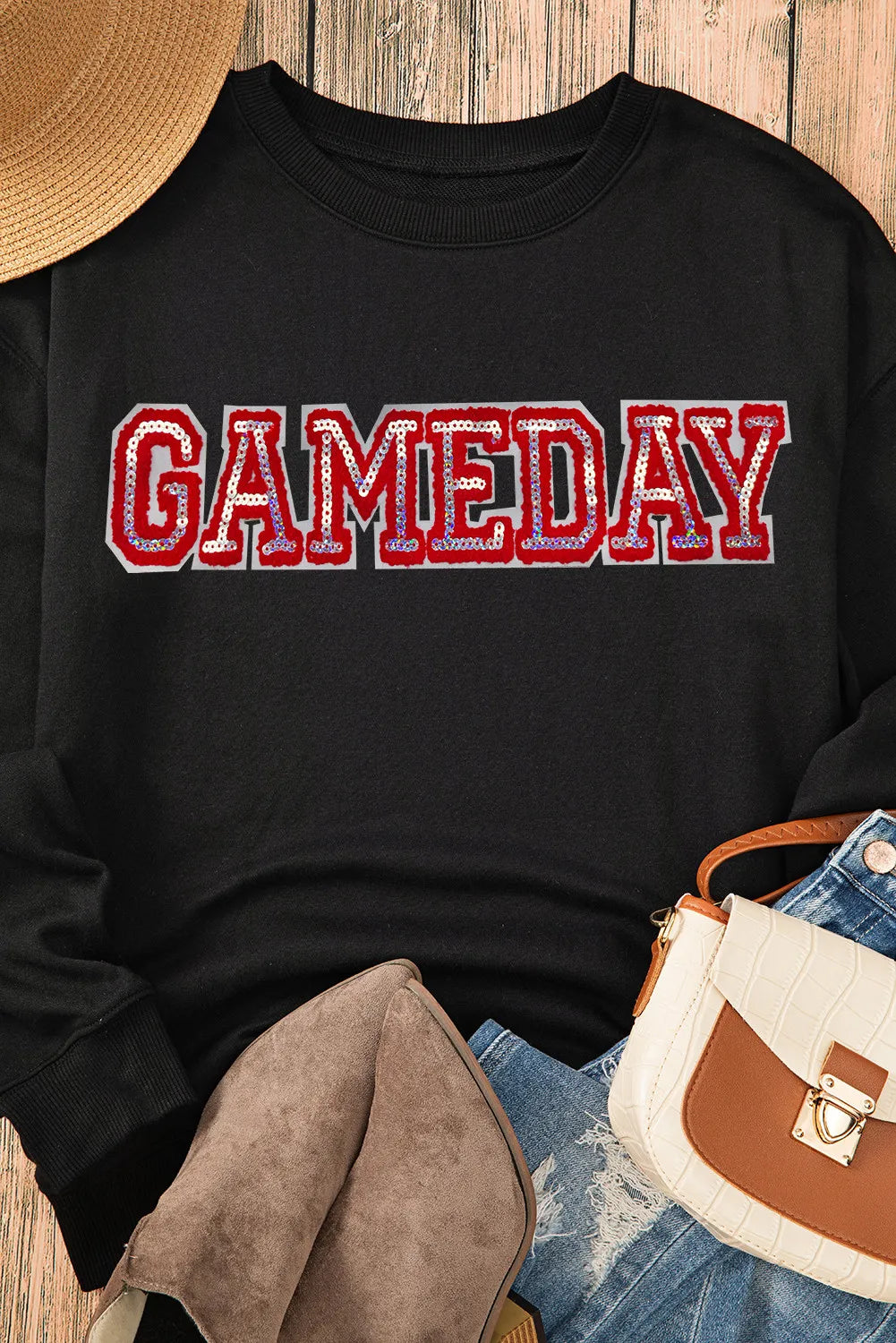 Outfit Flow - GAME DAY Round Neck Long Sleeve Sweatshirt