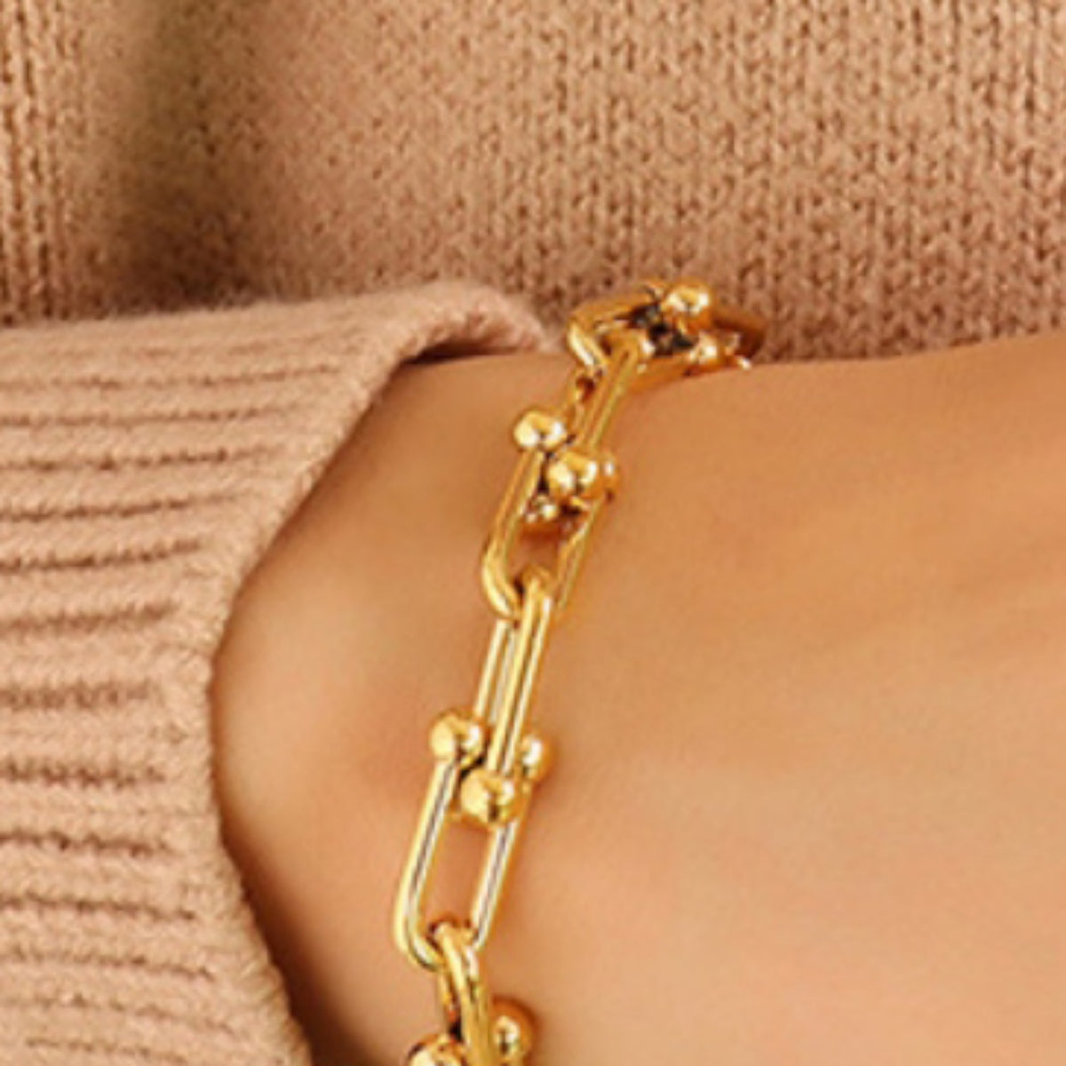 Chunky Chain Titanium Steel Bracelet OutfitFlow