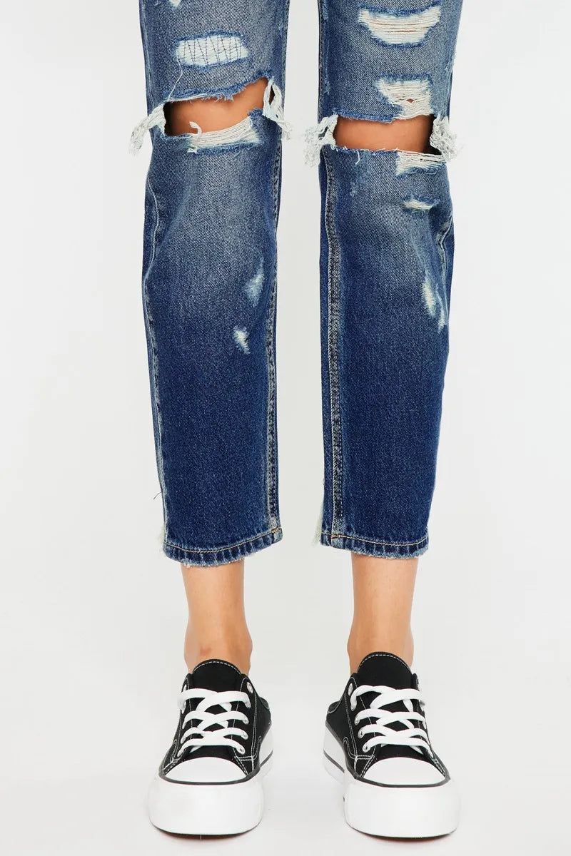 Kancan High Rise Distressed Mom Fit Jeans OutfitFlow