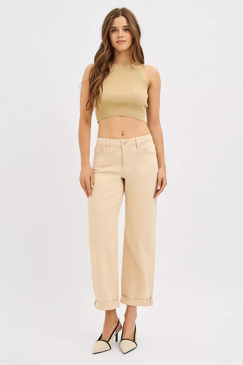 RISEN Tummy Control Mid Rise Ankle Barrel Relaxed Baggy OutfitFlow