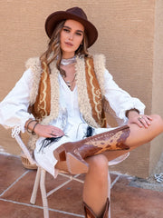 Fuzzy Open Front Vest Coat Trendsi