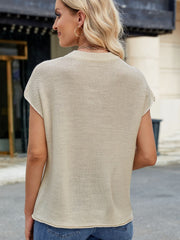 Outfit Flow - Exposed Seam Round Neck Short Sleeve Sweater