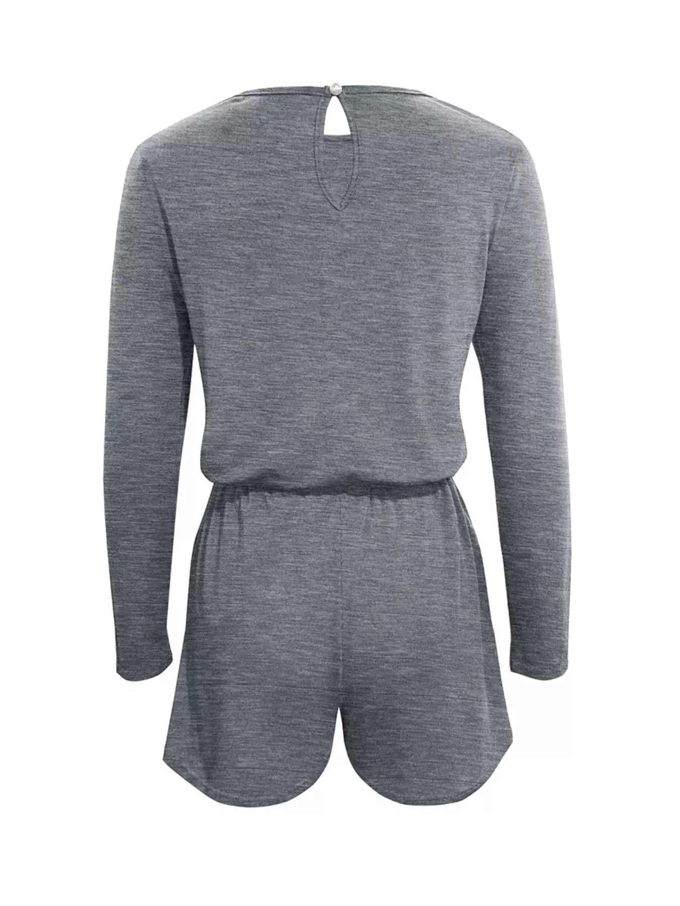 Long Sleeve Drawstring Romper OutfitFlow