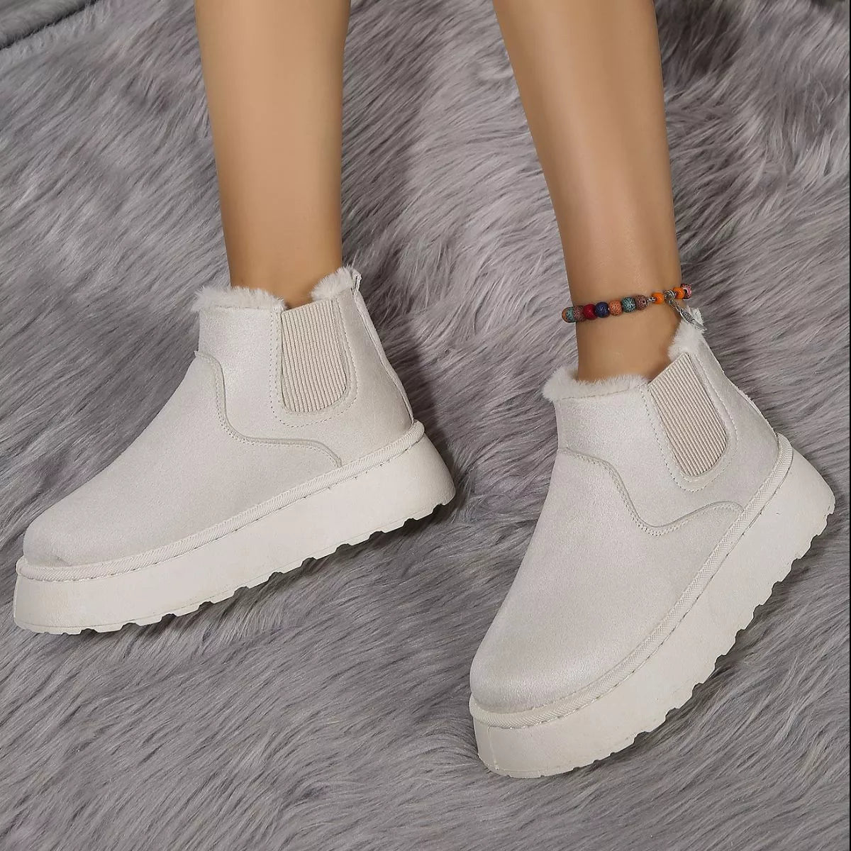 Round Toe Platform Ankle Boots Trendsi