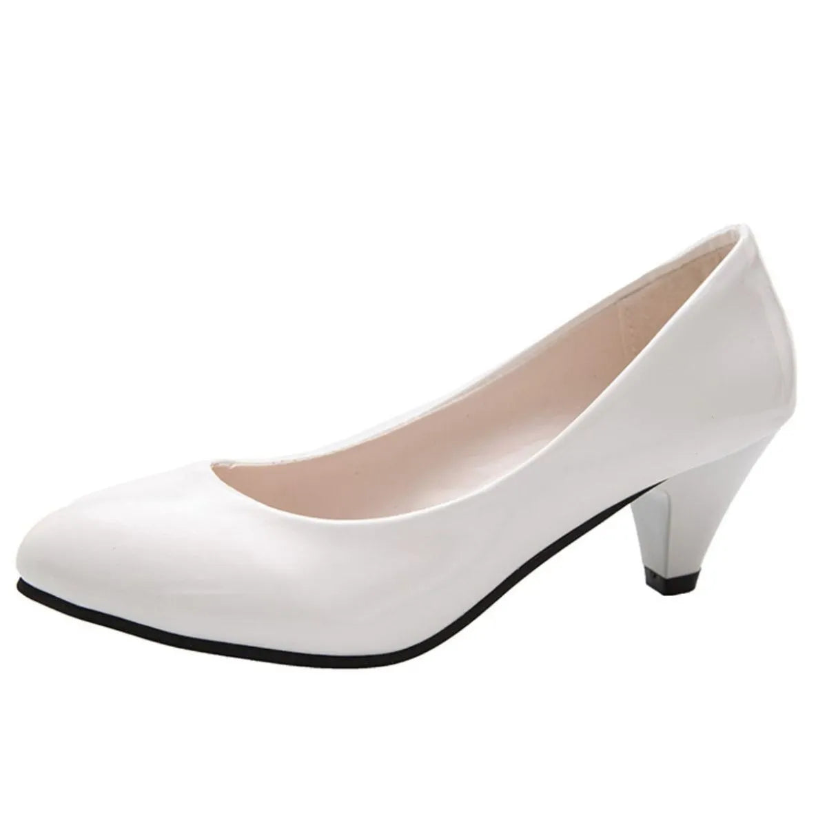 Point Toe Kitten Heels Pumps White OutfitFlow