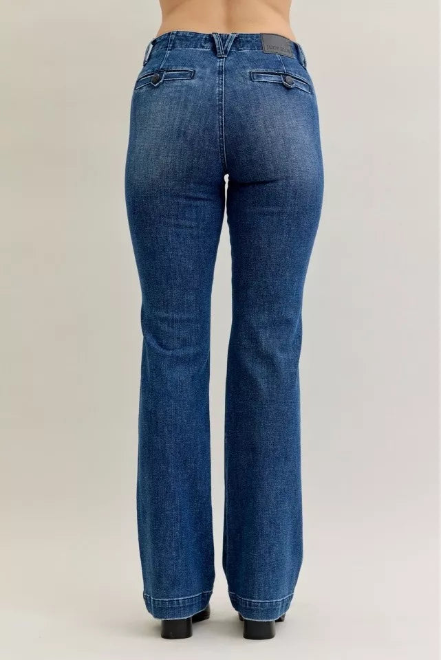 Judy Blue Full Size Mid Rise Bootcut Jeans with Welt Pockets Plus Size OutfitFlow