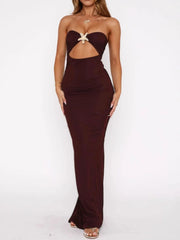 Cutout Sweetheart Neck Tube Maxi Dress OutfitFlow