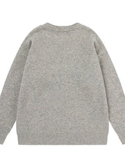 Men's Letter Ribbed Hem Round Neck Sweater OutfitFlow