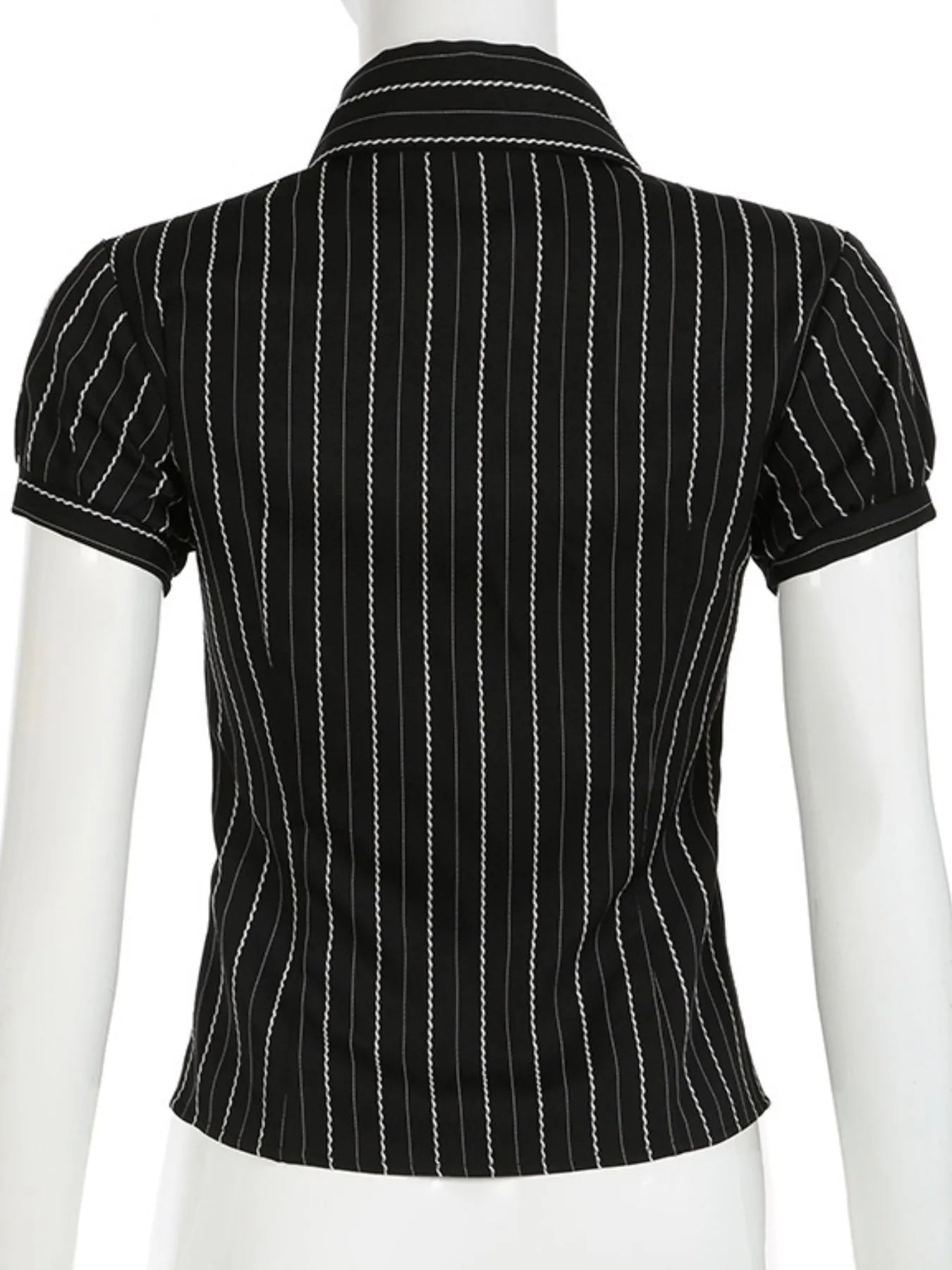 Striped Button-Down Collared Neck Shirt OutfitFlow