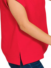 Zenana Textured Knit Jacquard Short Sleeve Top OutfitFlow